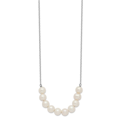 Sterling Silver Rhodium-Plated 6-7mm White Near Round Fwc Pearl Necklace