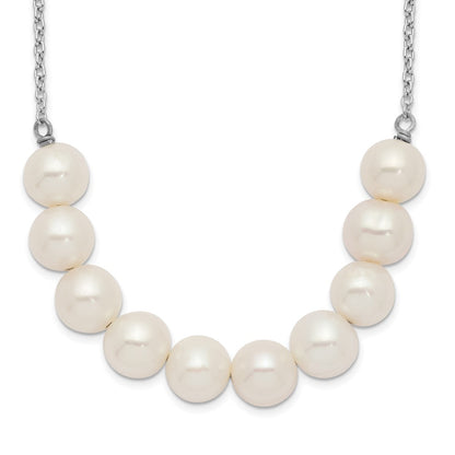 Sterling Silver Rhodium-Plated 6-7mm White Near Round Fwc Pearl Necklace