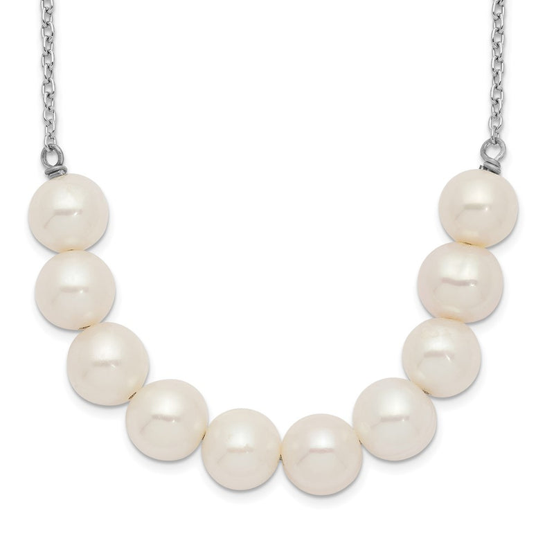 Sterling Silver Rhodium-Plated 6-7mm White Near Round Fwc Pearl Necklace