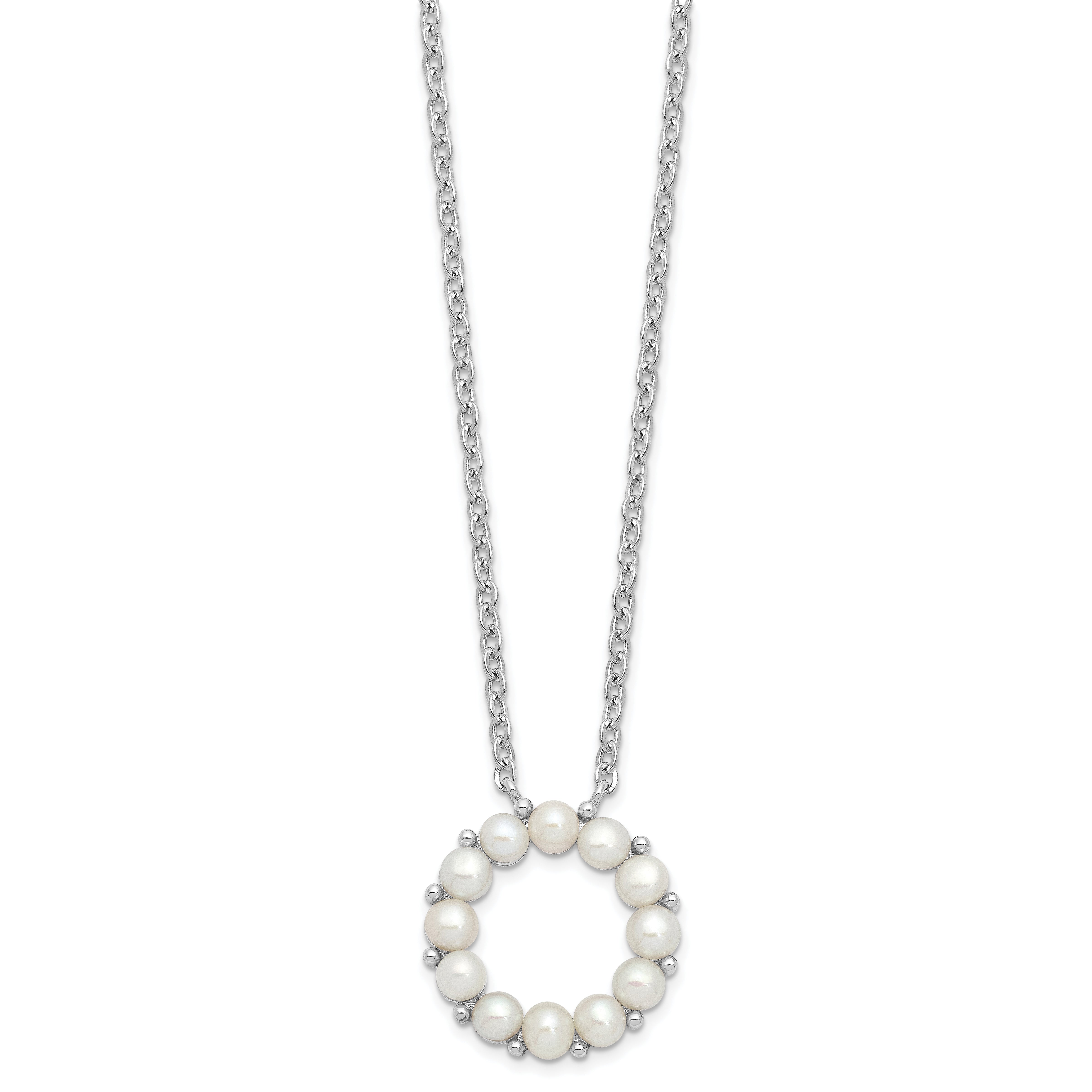 Sterling Silver Rhodium-Plated 3-3.5mm Fwc Pearl 1.75In Ext Necklace