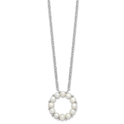 Sterling Silver Rhodium-Plated 3-3.5mm Fwc Pearl 1.75In Ext Necklace