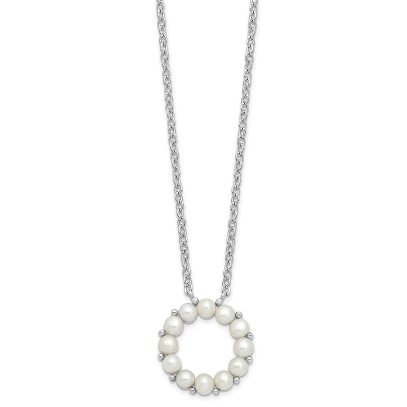 Sterling Silver Rhodium-Plated 3-3.5mm Fwc Pearl 1.75In Ext Necklace