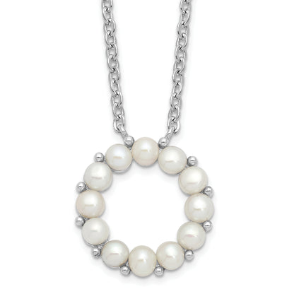 Sterling Silver Rhodium-Plated 3-3.5mm Fwc Pearl 1.75In Ext Necklace