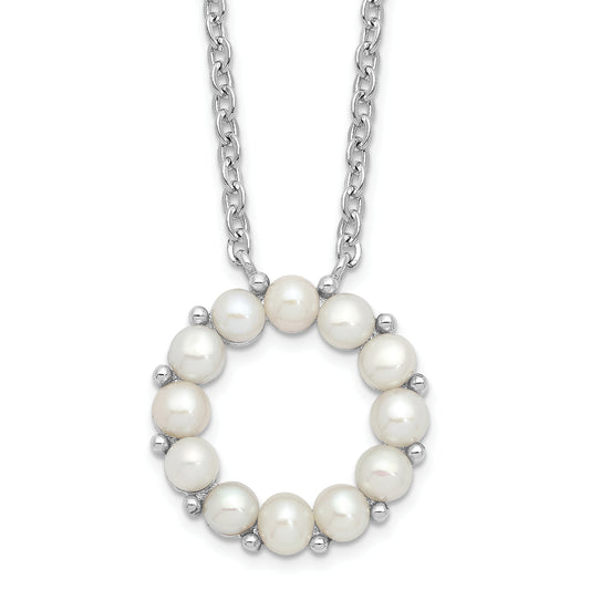Sterling Silver Rhodium-Plated 3-3.5mm Fwc Pearl 1.75In Ext Necklace