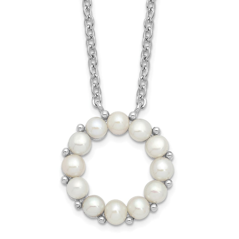 Sterling Silver Rhodium-Plated 3-3.5mm Fwc Pearl 1.75In Ext Necklace