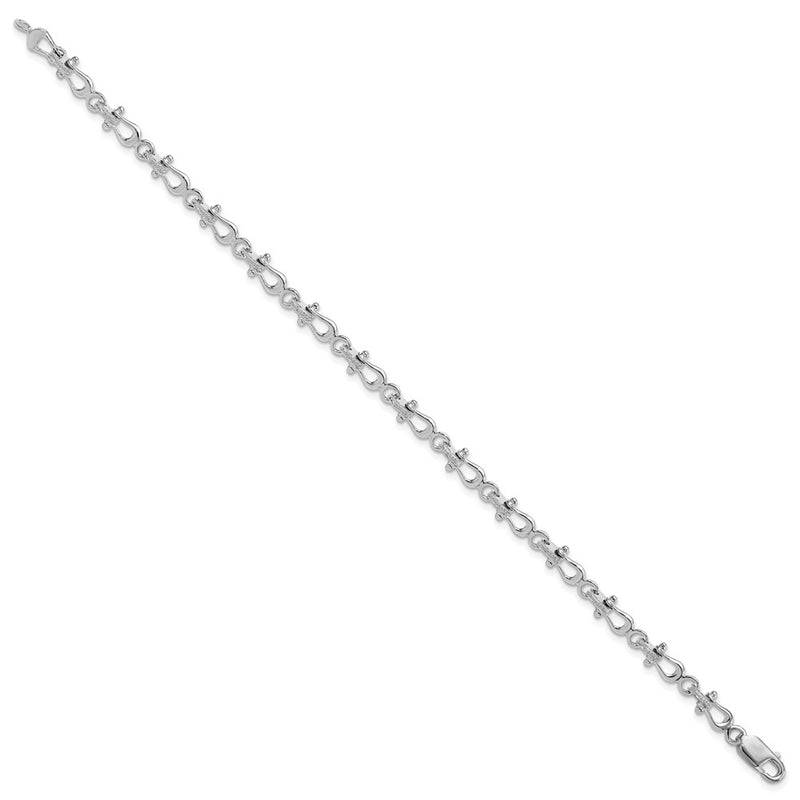 7.75 Inch De-Ani Sterling Silver Rhodium-Plated Polished Mariners Shackle Link Bracelet