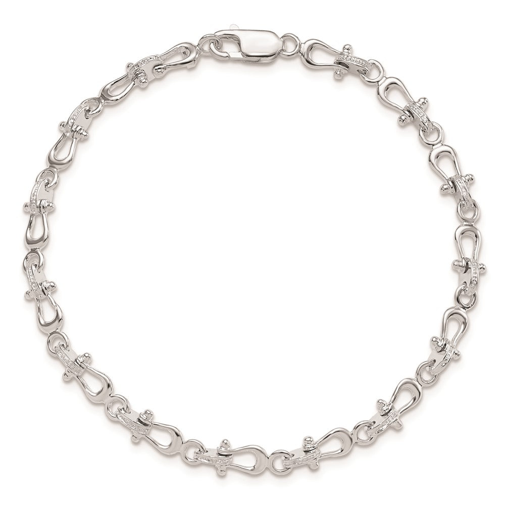 7.75 Inch De-Ani Sterling Silver Rhodium-Plated Polished Mariners Shackle Link Bracelet