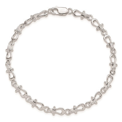 7.75 Inch De-Ani Sterling Silver Rhodium-Plated Polished Mariners Shackle Link Bracelet