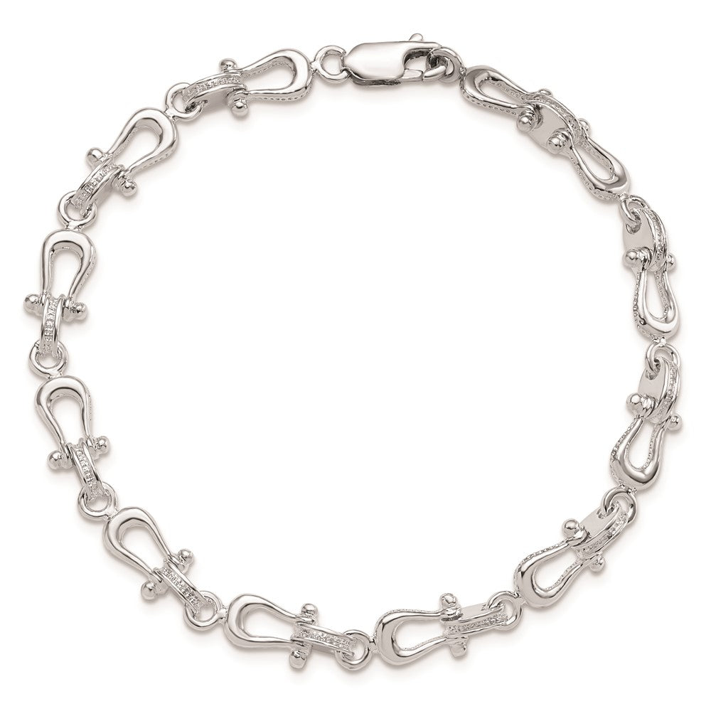 8 Inch De-Ani Sterling Silver Rhodium-Plated Polished And Textured Mariners Link Bracelet