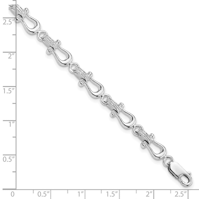 8 Inch De-Ani Sterling Silver Rhodium-Plated Polished And Textured Mariners Link Bracelet
