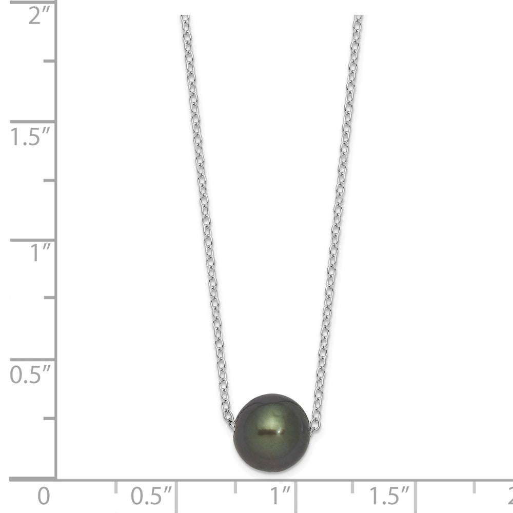 Sterling Silver Rhodium 8-9mm Semi-Rd Tahit Saltwater Pearl Necklace