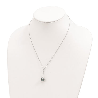 Sterling Silver Rhodium 9-10mm Baroque Tahit Saltwater Pearl Necklace