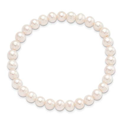 Fashion 6-7mm White Semi-Round Freshwater Cultured Pearl Stretch Bracelet