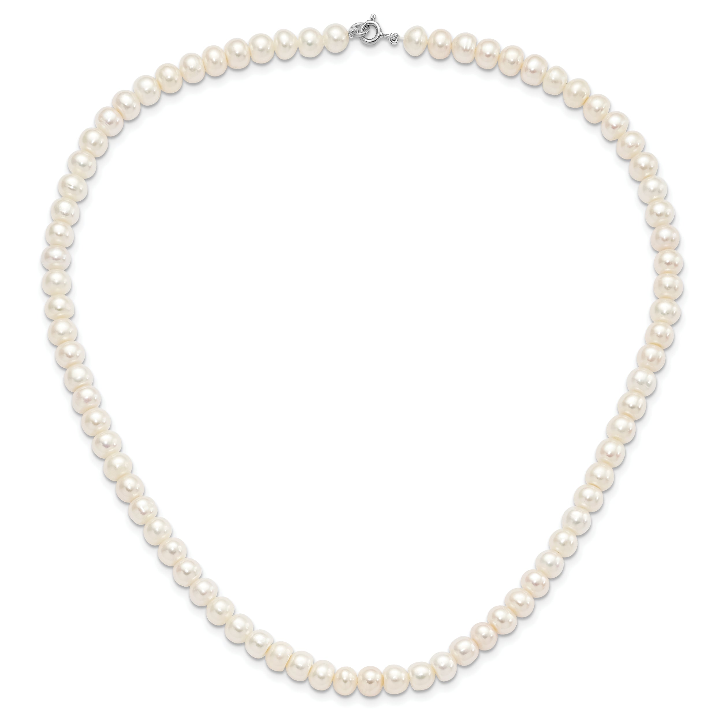 Sterling Silver Rhodium-Plated 7-8mm White Fwc Pearl Necklace