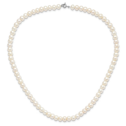 Sterling Silver Rhodium-Plated 7-8mm White Fwc Pearl Necklace