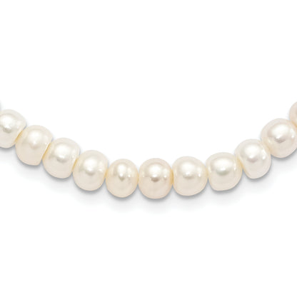 Sterling Silver Rhodium-Plated 7-8mm White Fwc Pearl Necklace