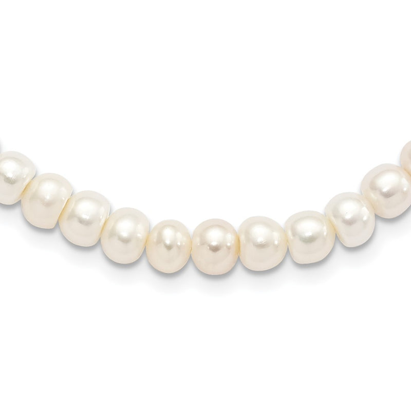 Sterling Silver Rhodium-Plated 7-8mm White Fwc Pearl Necklace