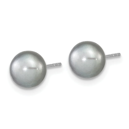Sterling Silver Rh-P 7-8mm Grey Fwc Pearl Earring Bracelet Necklace Set