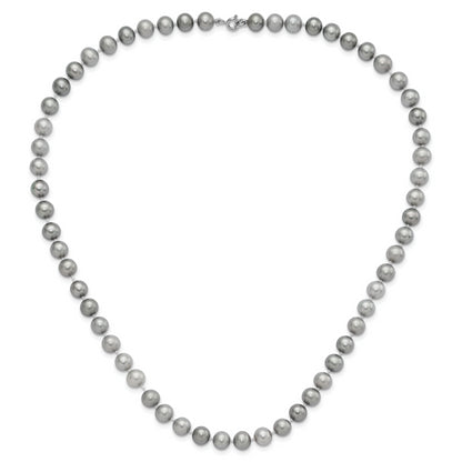 Sterling Silver Rh-P 7-8mm Grey Fwc Pearl Earring Bracelet Necklace Set