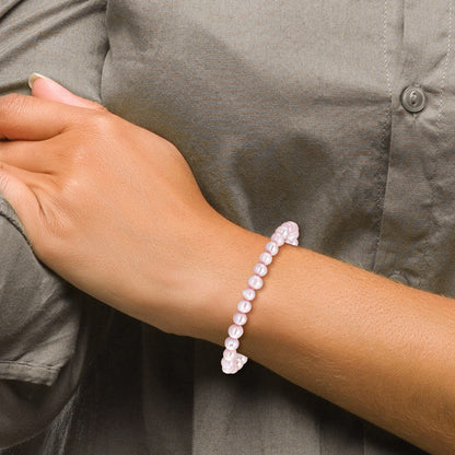 Fashion 6-7mm Pink Semi-Round Freshwater Cultured Pearl Stretch Bracelet
