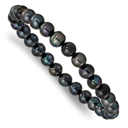Fashion 6-7mm Green/Grey/White/Black/Brown Freshwater Cultured Pearl Stretch 5-Piece Bracelet Set