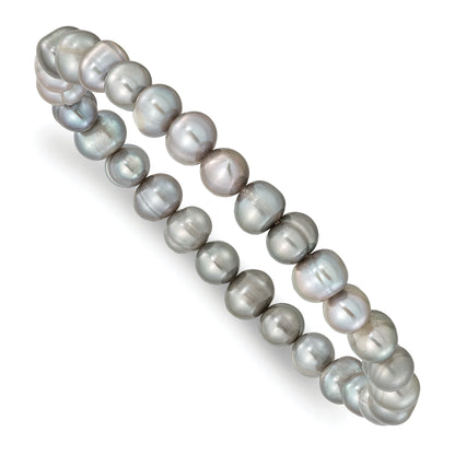 Fashion 6-7mm Green/Grey/White/Black/Brown Freshwater Cultured Pearl Stretch 5-Piece Bracelet Set