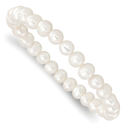 Fashion 6-7mm Green/Grey/White/Black/Brown Freshwater Cultured Pearl Stretch 5-Piece Bracelet Set