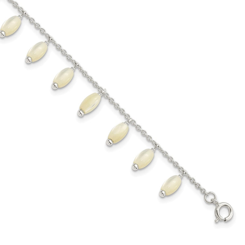 7.5 Inch Sterling Silver Polished Mop W/1.25 In Ext Bracelet