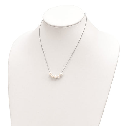 Sterling Silver Rhodium-Plated 7-8mm White Near-Round Fwc Pearl Necklace
