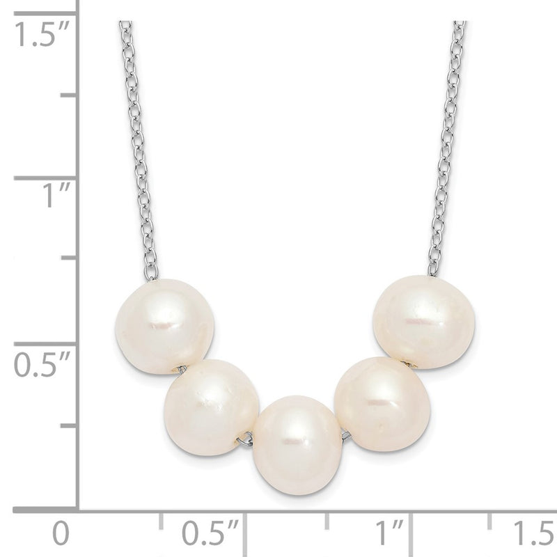 Sterling Silver Rhodium-Plated 7-8mm White Near-Round Fwc Pearl Necklace