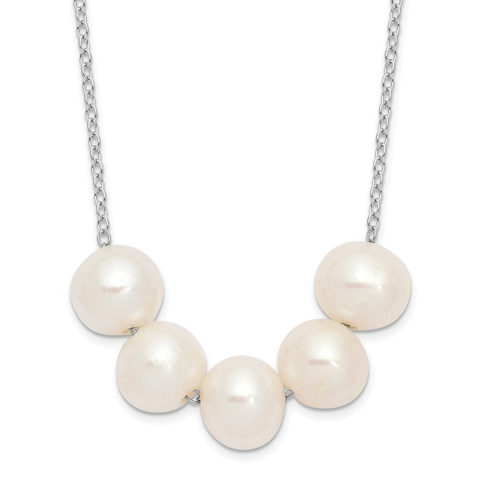 Sterling Silver Rhodium-Plated 7-8mm White Near-Round Fwc Pearl Necklace