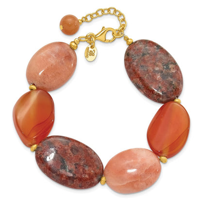 Sterling Silver Gold-Plated Aventurine/carnelian/jasper 1in Ext Bracelet