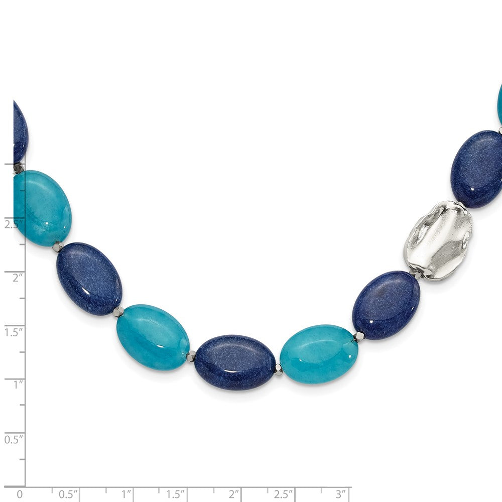 Sterling Silver Hematite, Jade, Lapis, Quartz w/2in Ext Necklace