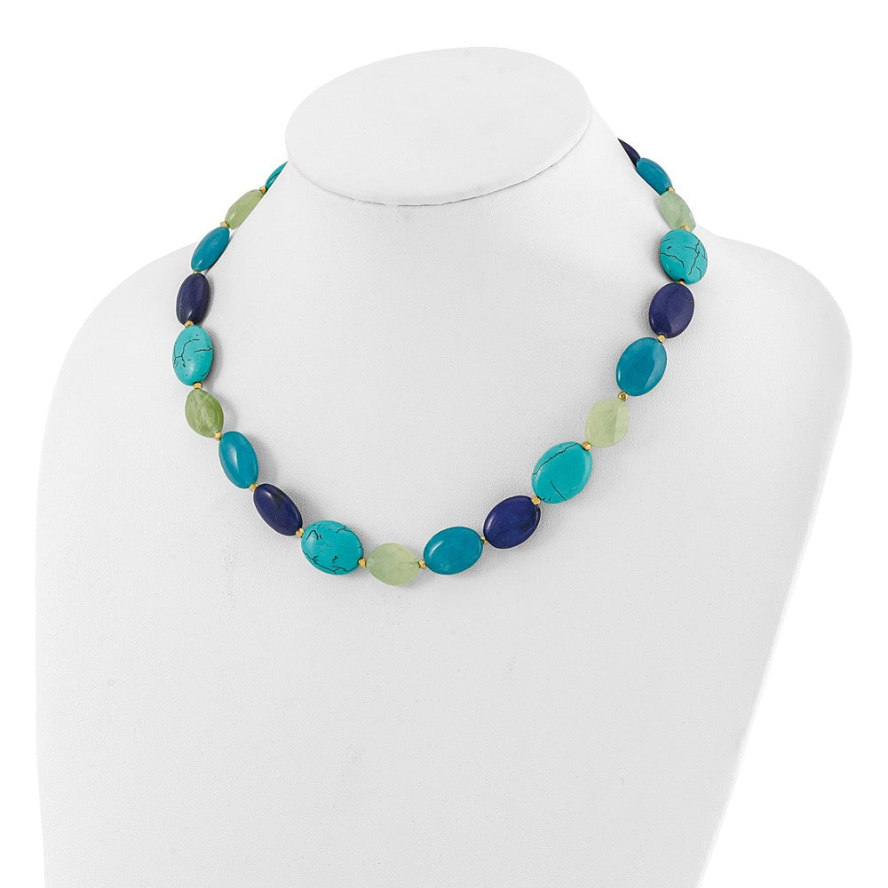 Sterling Silver Gold-Plated Multi Stone 18.5in w/2in Ext. Necklace