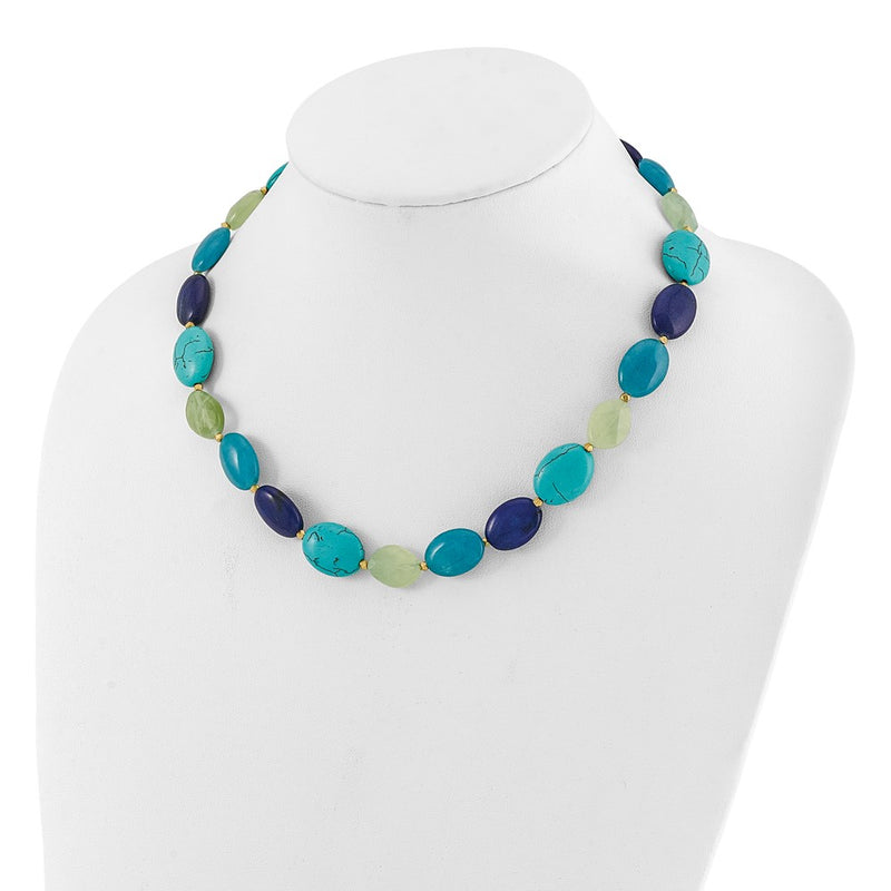 Sterling Silver Gold-Plated Multi Stone 18.5in w/2in Ext. Necklace