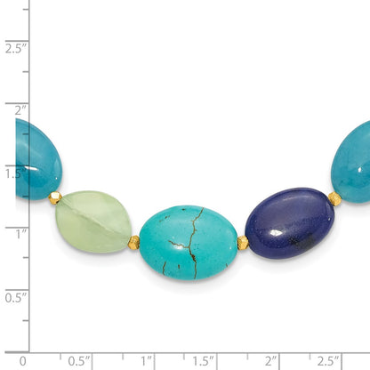 Sterling Silver Gold-Plated Multi Stone 18.5in w/2in Ext. Necklace