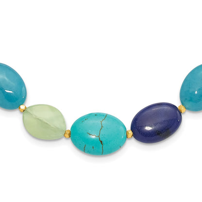 Sterling Silver Gold-Plated Multi Stone 18.5in w/2in Ext. Necklace
