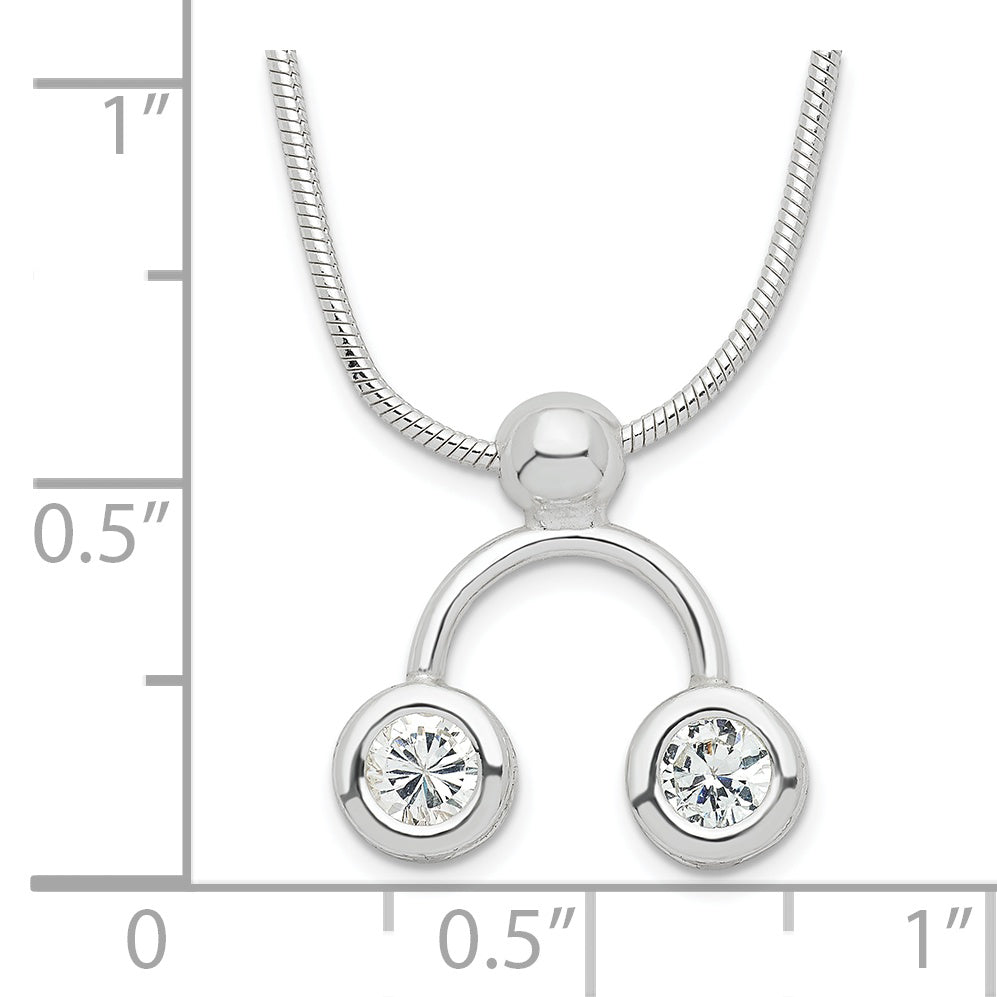 Sterling Silver Double Clear Cz Necklace