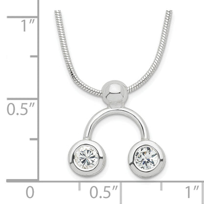 Sterling Silver Double Clear Cz Necklace