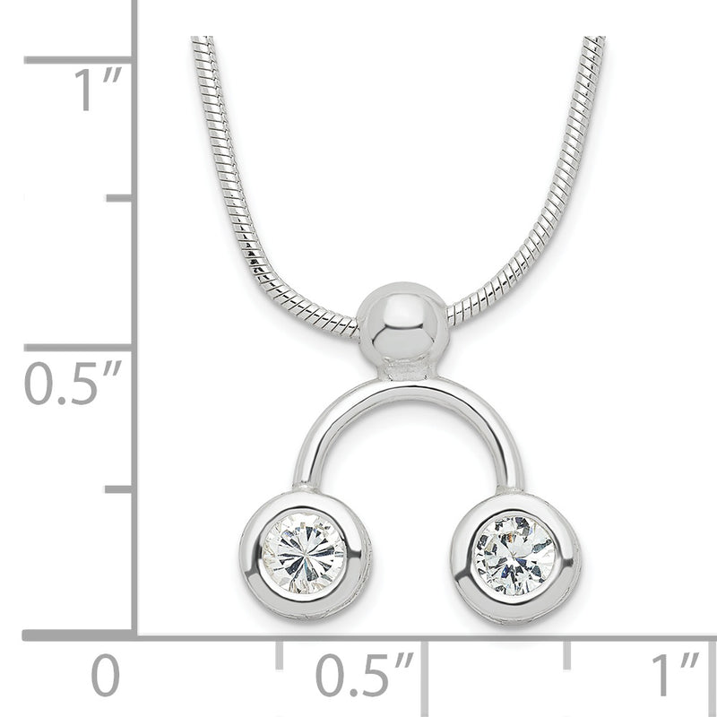 Sterling Silver Double Clear Cz Necklace