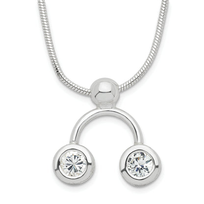 Sterling Silver Double Clear Cz Necklace