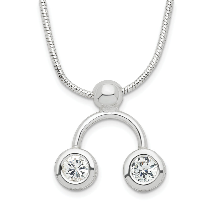 Sterling Silver Double Clear Cz Necklace