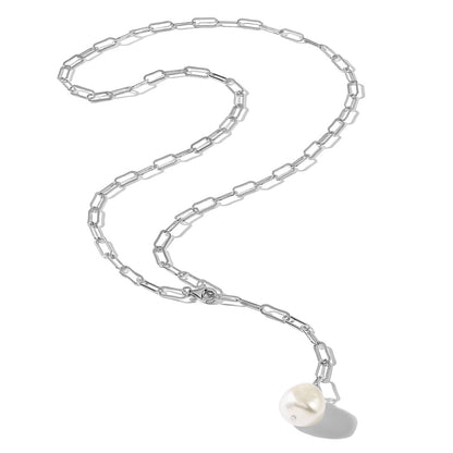 Sterling Silver Rhodium Plated 12-13mm Fwc Pearl Adjustable 24in Necklace