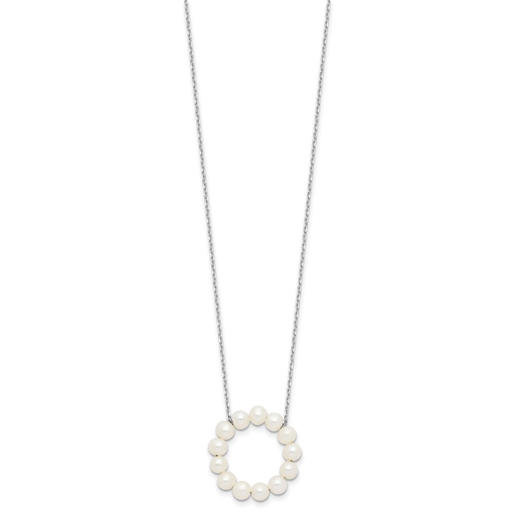 Sterling Silver Rhodium-Plated 4-5mm Fwc Pearl Circle 18in Necklace