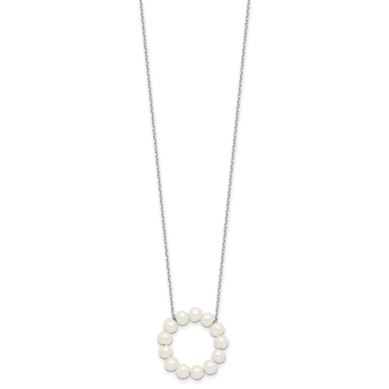 Sterling Silver Rhodium-Plated 4-5mm Fwc Pearl Circle 18in Necklace