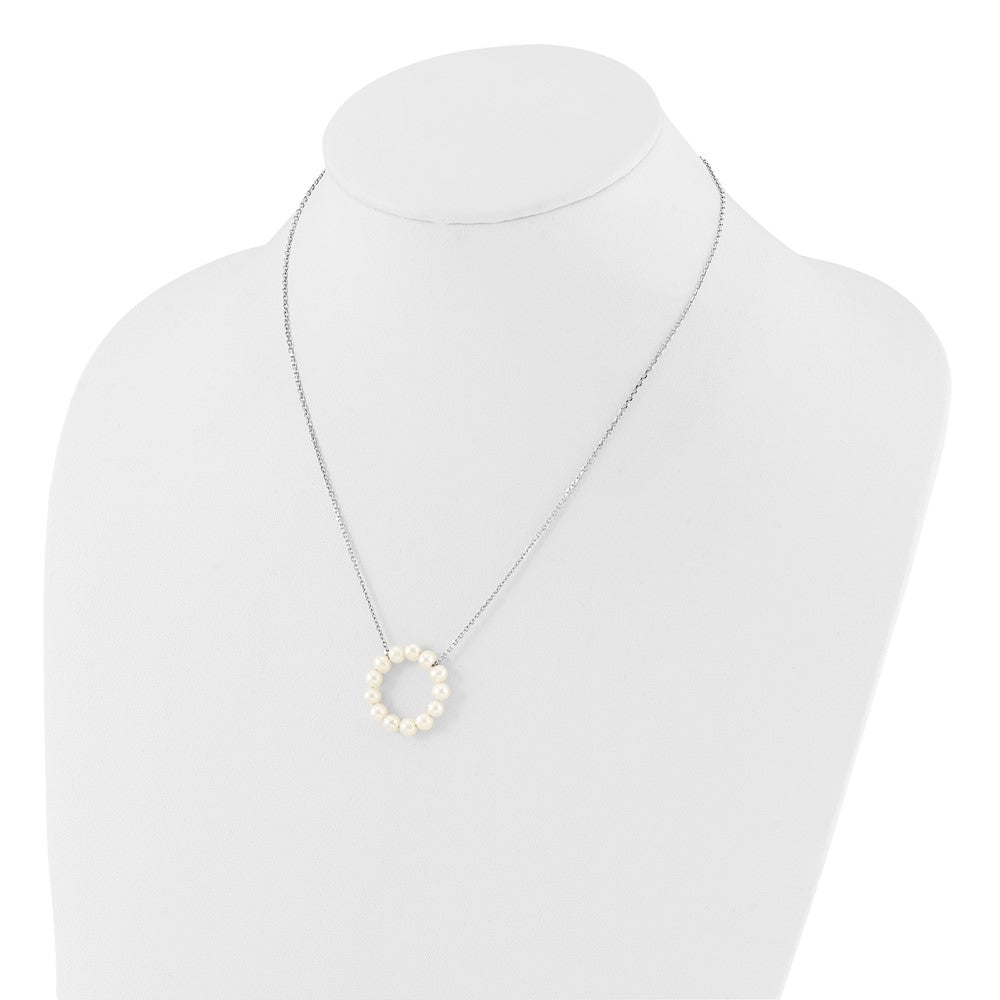 Sterling Silver Rhodium-Plated 4-5mm Fwc Pearl Circle 18in Necklace