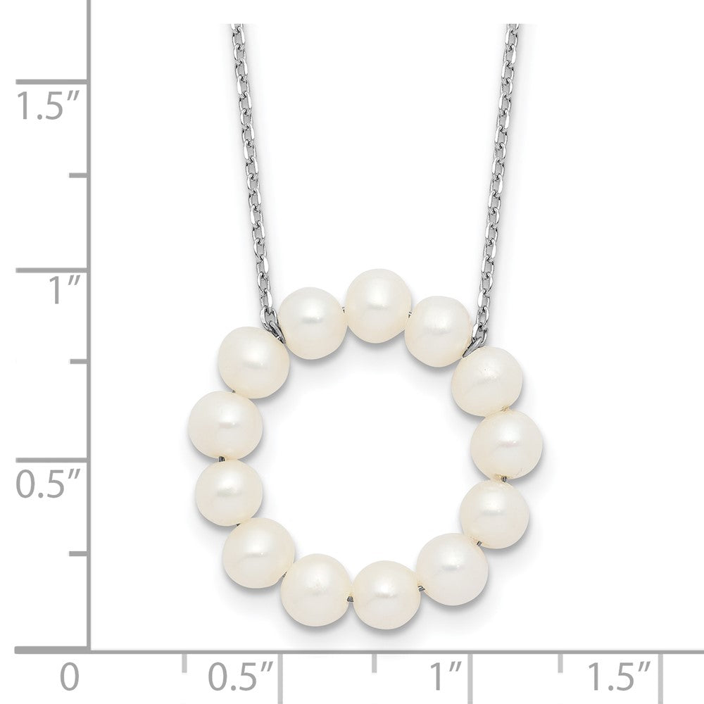 Sterling Silver Rhodium-Plated 4-5mm Fwc Pearl Circle 18in Necklace
