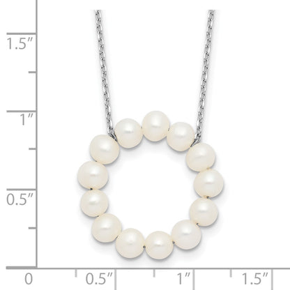 Sterling Silver Rhodium-Plated 4-5mm Fwc Pearl Circle 18in Necklace