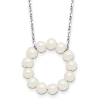 Sterling Silver Rhodium-Plated 4-5mm Fwc Pearl Circle 18in Necklace