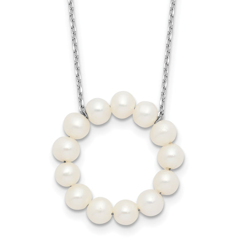 Sterling Silver Rhodium-Plated 4-5mm Fwc Pearl Circle 18in Necklace